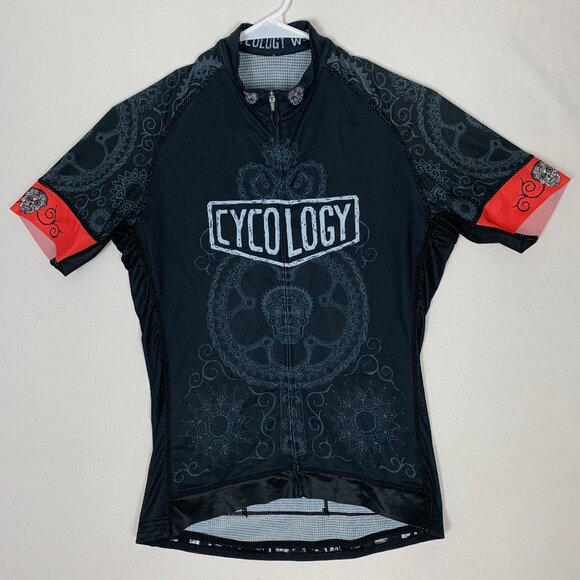 Cycology Women's Black Skull Cycling Performance Jersey Live to Ride to Live - Picture 1 of 12